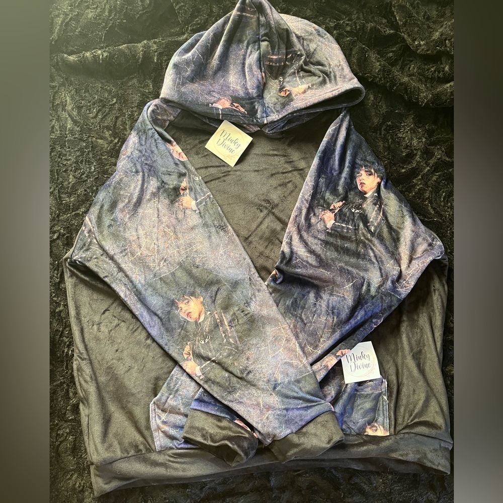 Minky Wednesday Hoodie one of a kind.